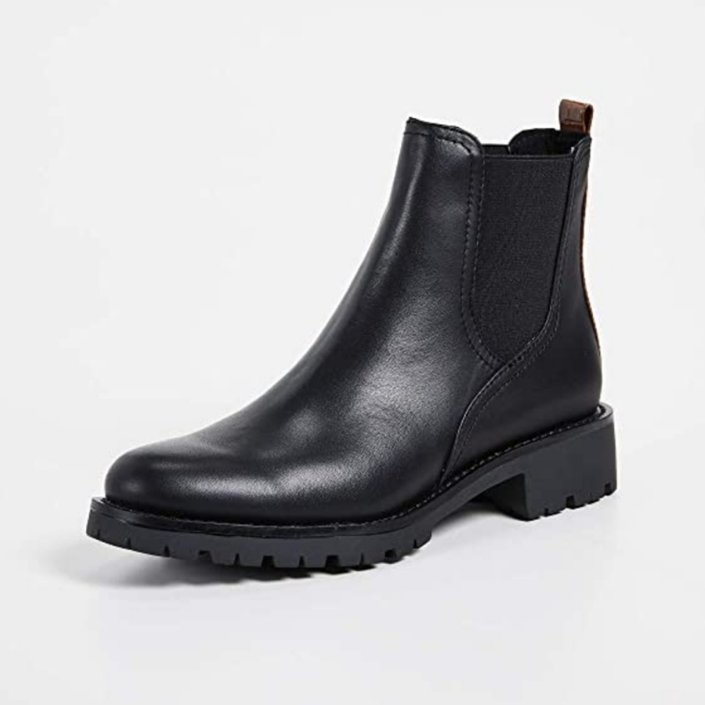 Sam Edelman Black Leather Lug Sole Chelsea Ankle Booties Boots Women's Size 6